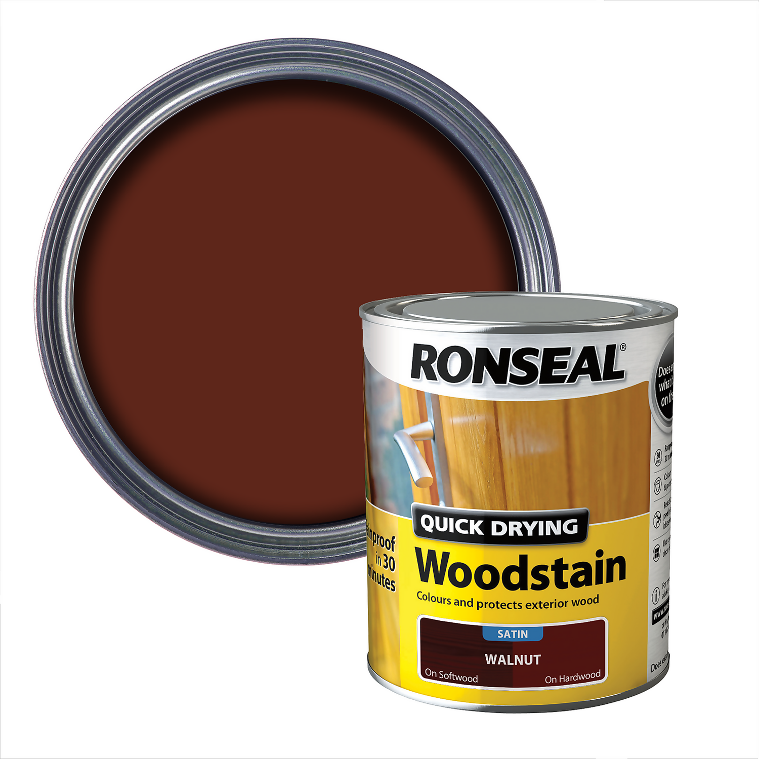 Ronseal Quick Drying Woodstain Walnut Satin - 750ml 3 Ronseal Quick Drying Woodstain Walnut Satin - 750ml