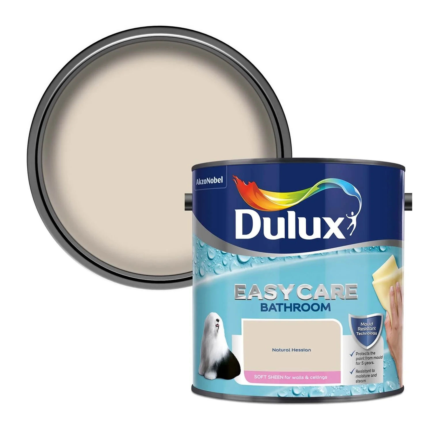 Dulux Easycare Bathroom Natural Hessian - Soft Sheen Paint - 2.5L 3 Dulux Easycare Bathroom Natural Hessian - Soft Sheen Paint - 2.5L