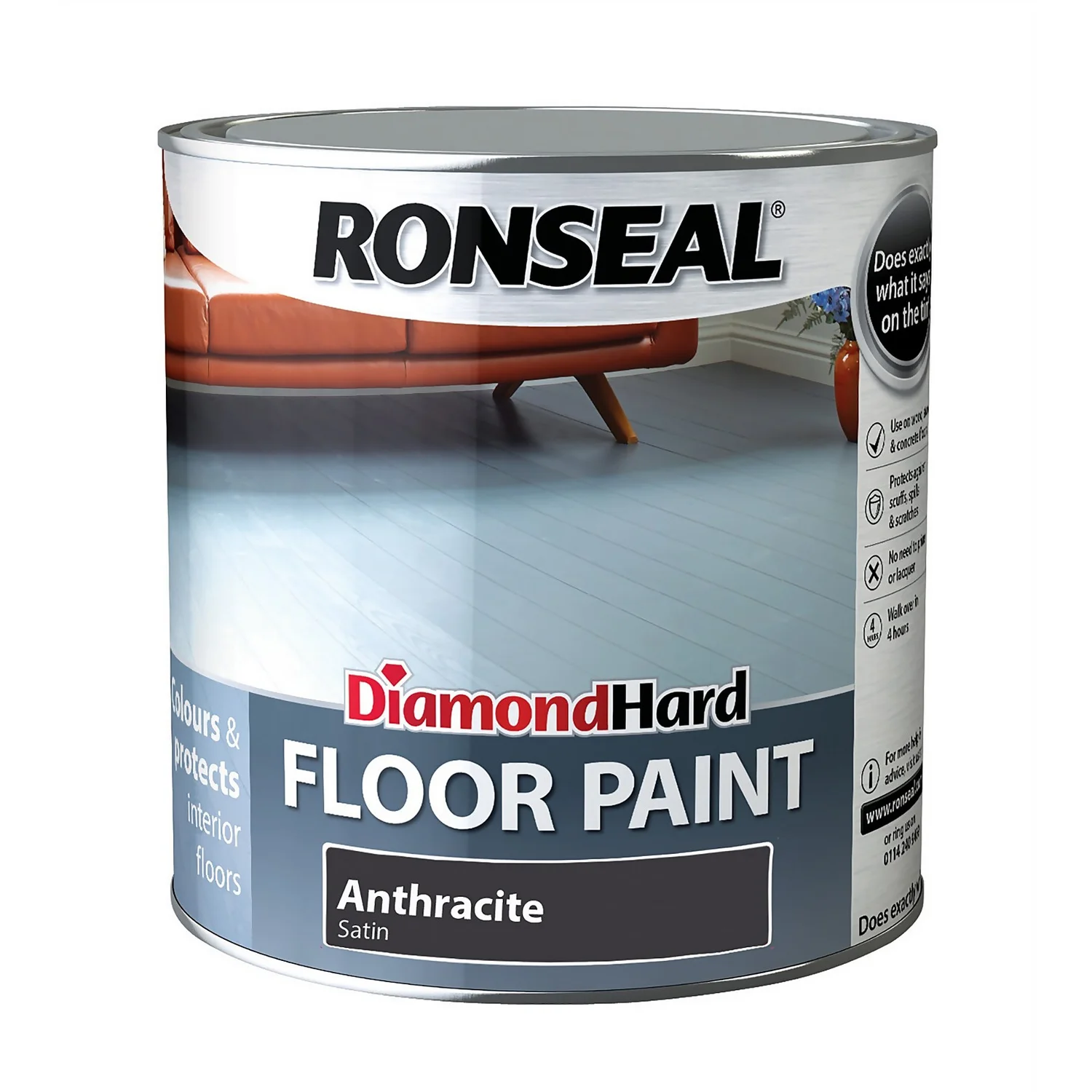 Ronseal Diamond Hard Floor Paint Anthracite - 2.5L 3 Ronseal Diamond Hard Floor Paint Anthracite - 2.5L