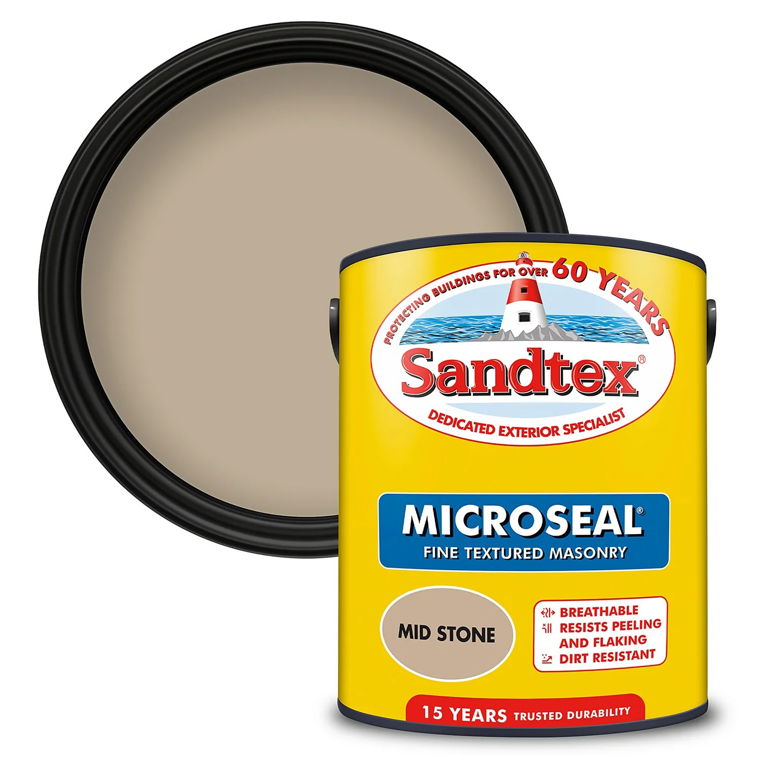 Sandtex® Textured Masonry Paint Mid Stone - 5L 3 Sandtex® Textured Masonry Paint Mid Stone - 5L