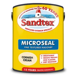 Sandtex® Textured Masonry Paint Cornish Cream - 5L -Home Improvement 12809504 1494871503746435