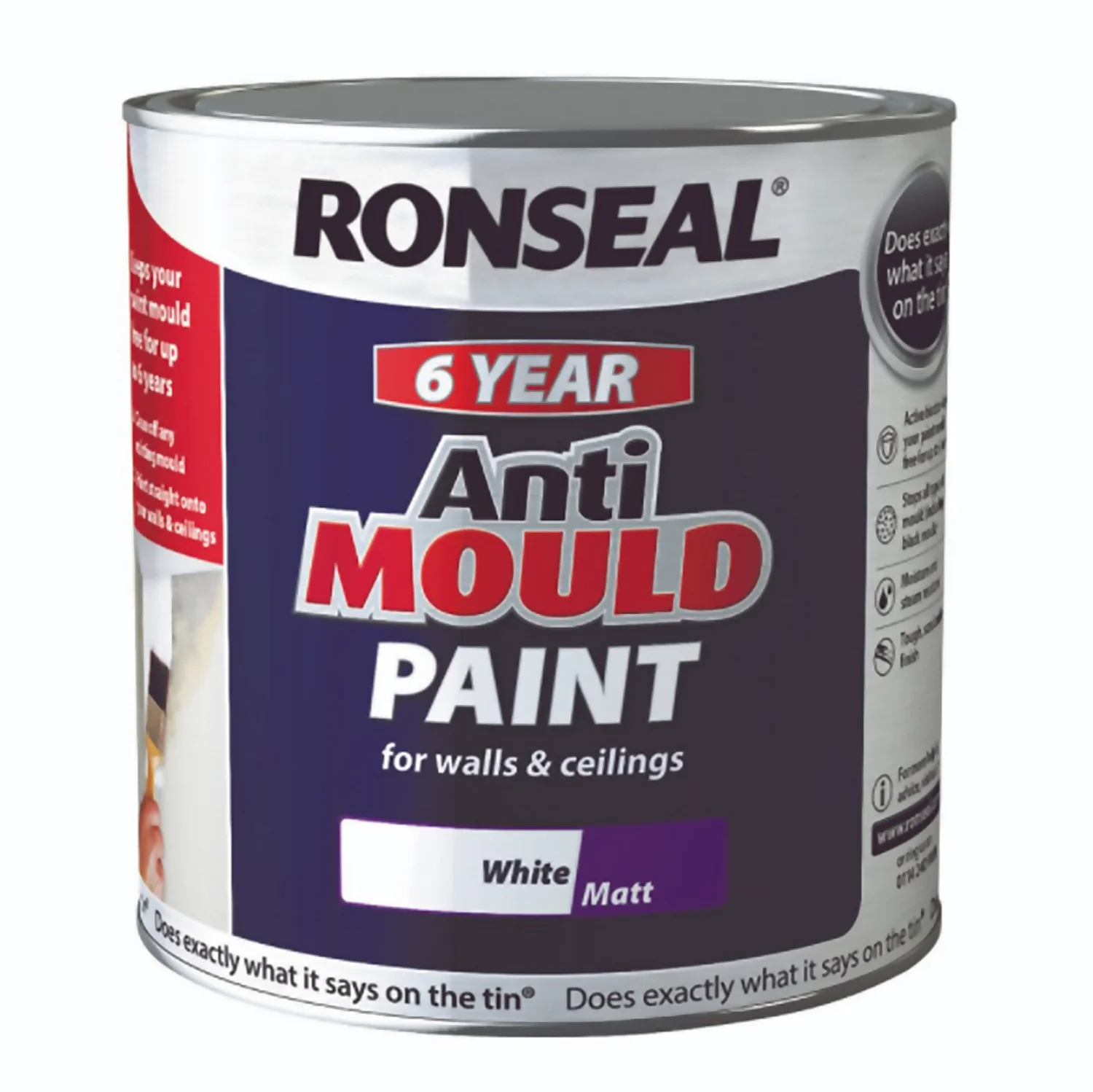 Ronseal Anti Mould Paint - 2.5L White Matt 3 Ronseal Anti Mould Paint - 2.5L White Matt