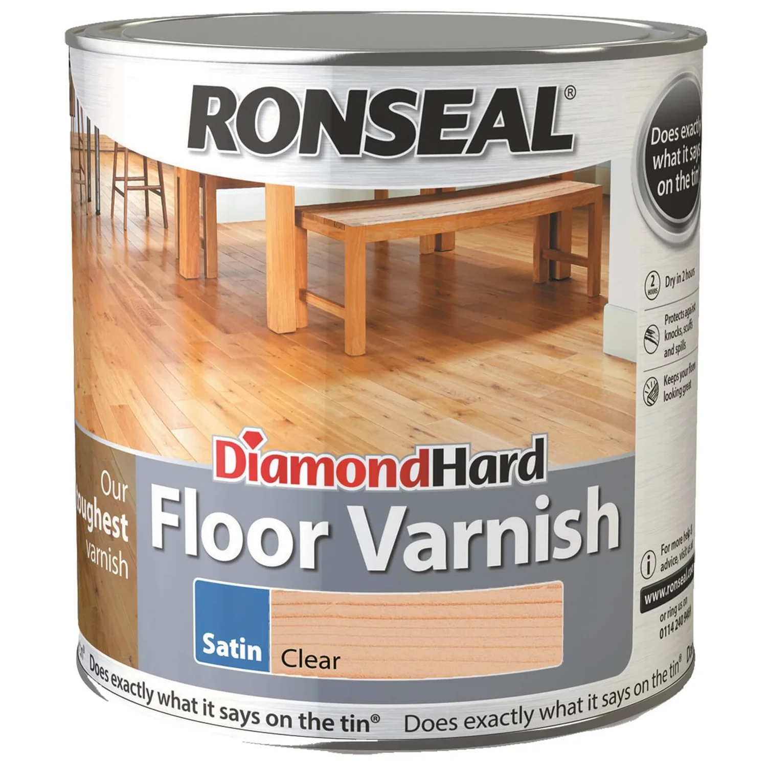 Ronseal Diamond Hard Floor Varnish Satin Clear- 2.5L 3 Ronseal Diamond Hard Floor Varnish Satin Clear- 2.5L