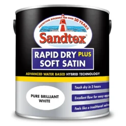Sandtex® Rapid Dry Satin Paint Pure Brilliant White - 2.5L 16 Sandtex® Rapid Dry Satin Paint Pure Brilliant White - 2.5L -Home Improvement 12813510 1604951367146761