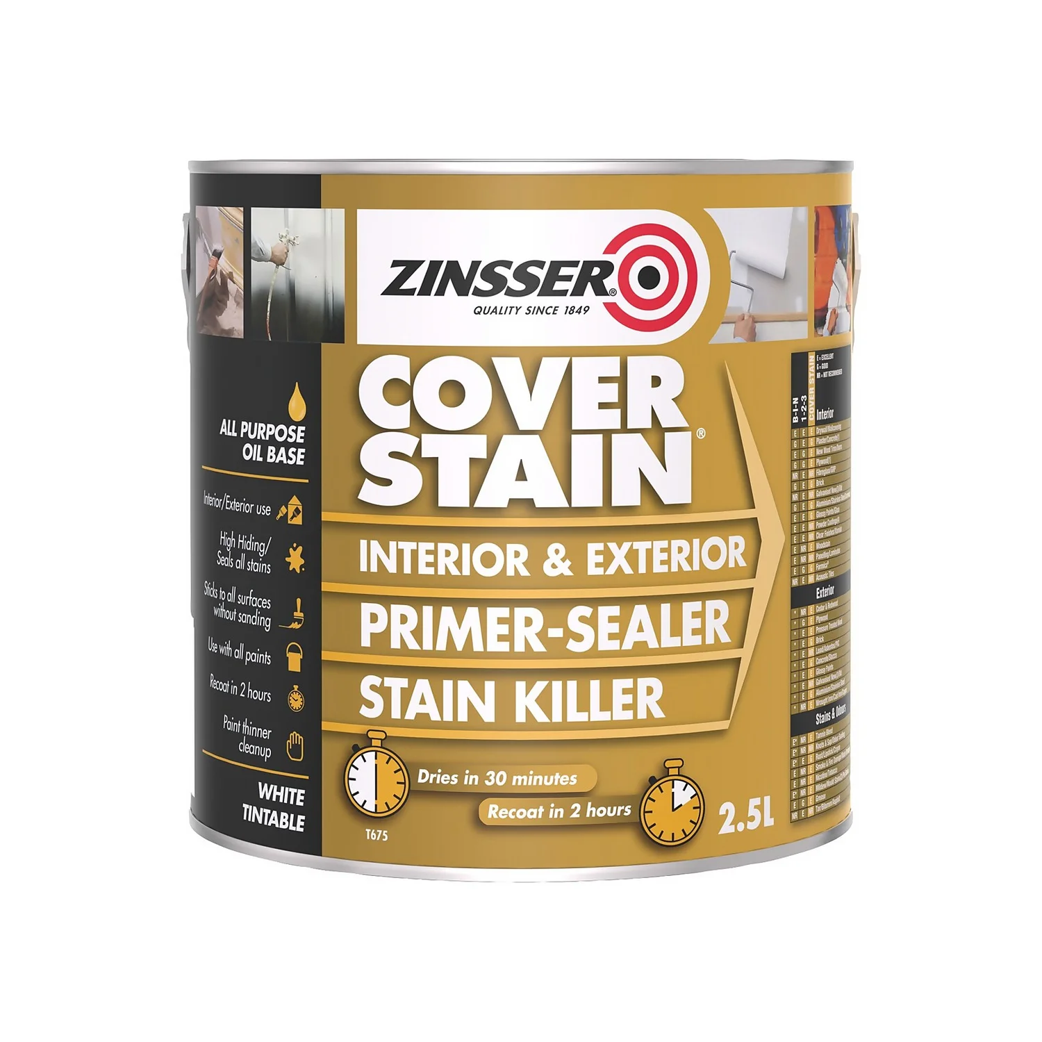 Zinsser Coverstain Primer Sealer - 2.5L 6 Zinsser Coverstain Primer Sealer - 2.5L - Image 4