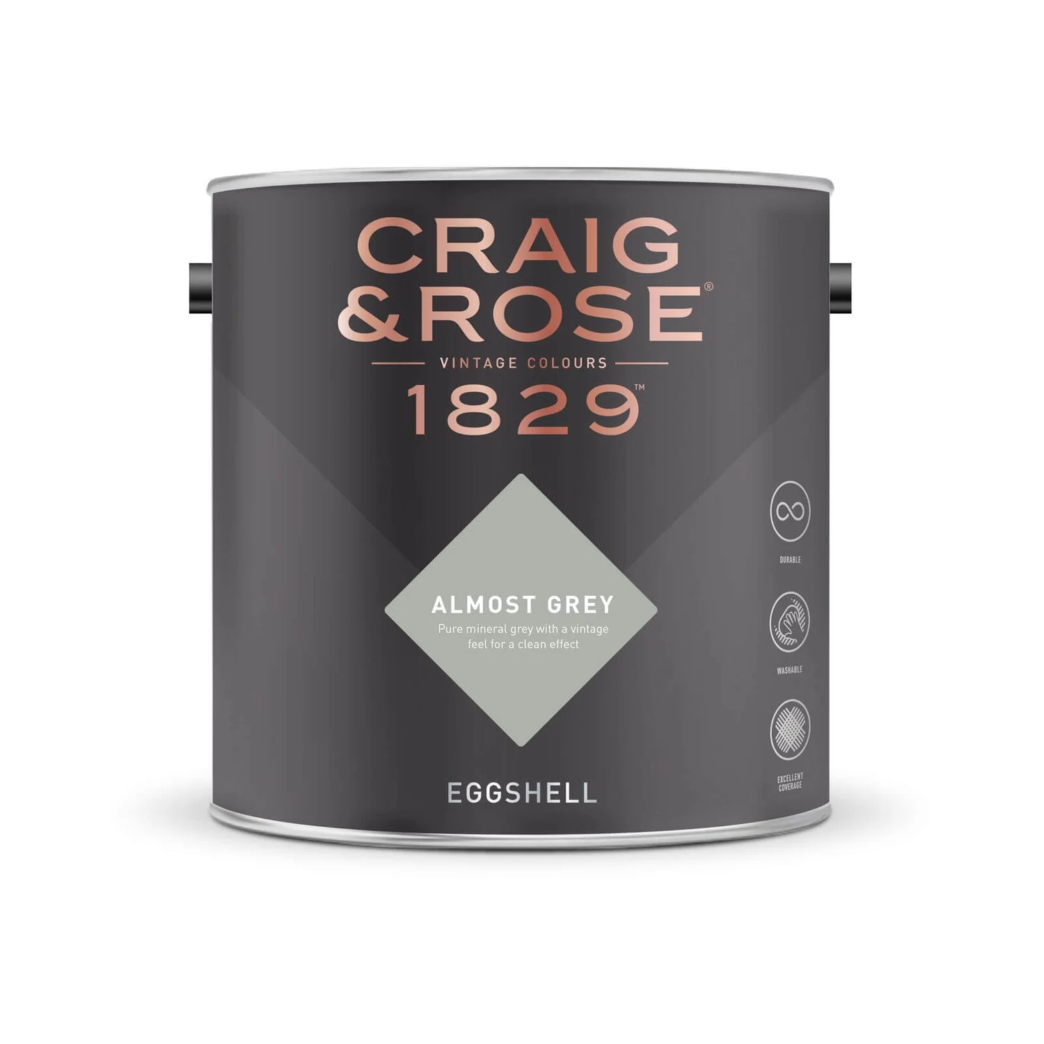 Craig & Rose 1829 Eggshell Paint Almost Grey - 2.5L 4 Craig & Rose 1829 Eggshell Paint Almost Grey - 2.5L - Image 2