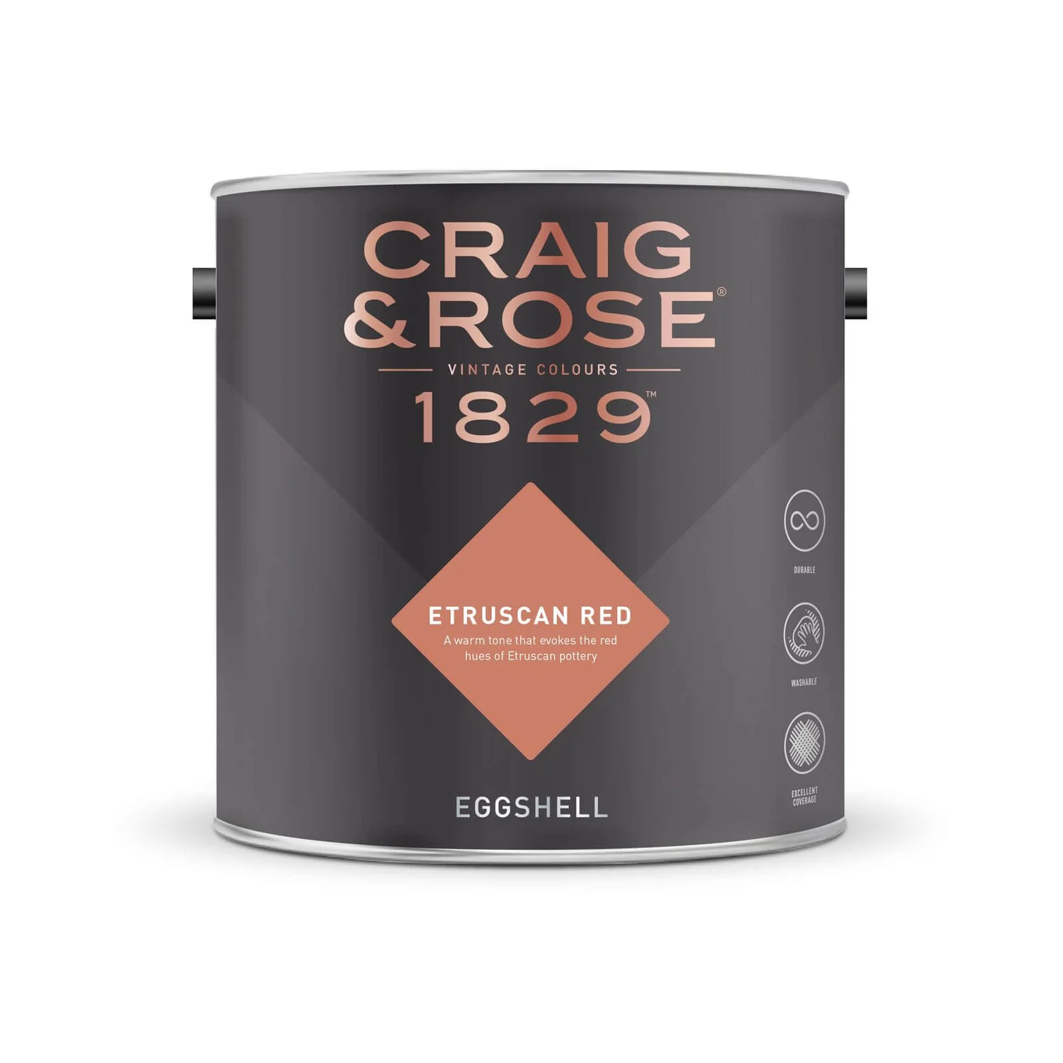 Craig & Rose 1829 Eggshell Paint Etruscan Red - 2.5L 4 Craig & Rose 1829 Eggshell Paint Etruscan Red - 2.5L - Image 2