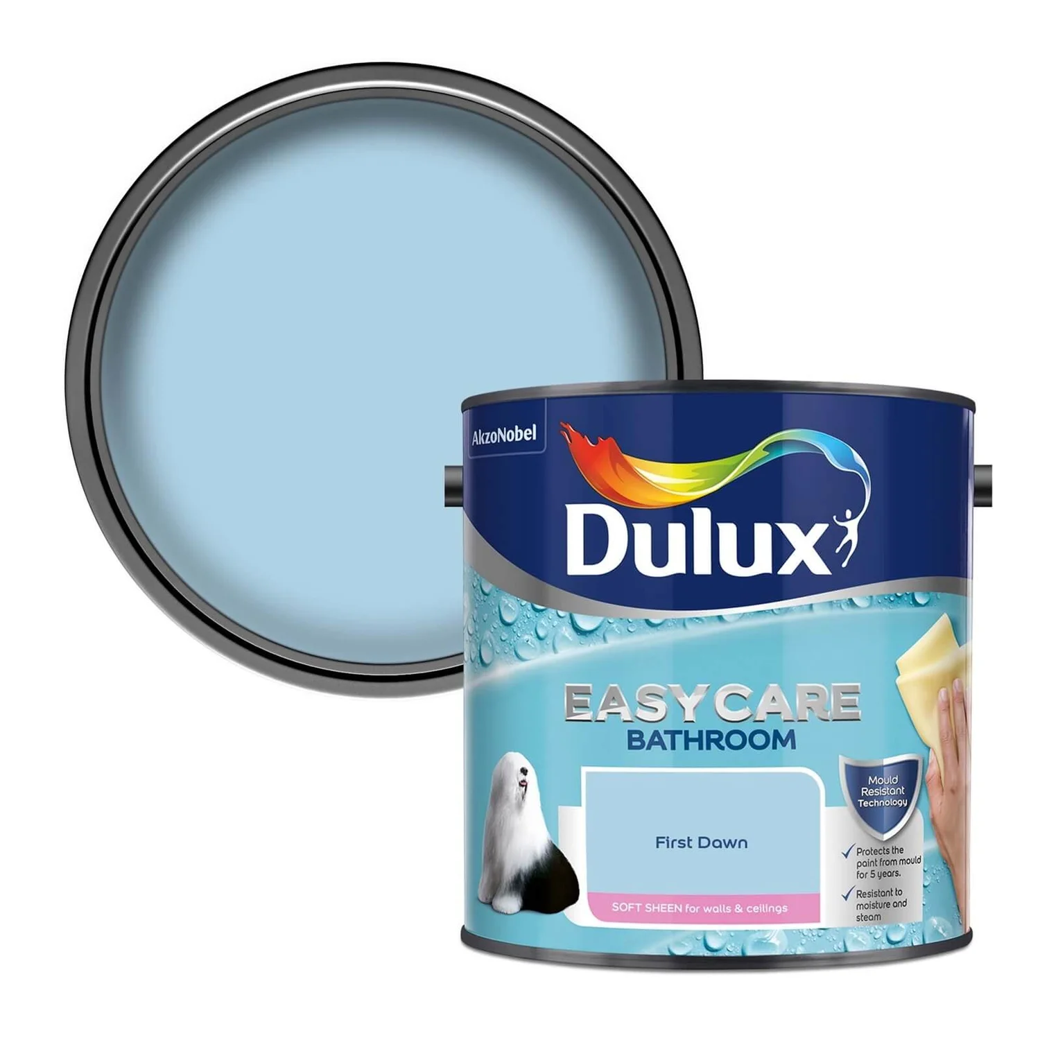 Dulux Easycare Bathroom First Dawn Blue Soft Sheen Paint - 2.5L 3 Dulux Easycare Bathroom First Dawn Blue Soft Sheen Paint - 2.5L