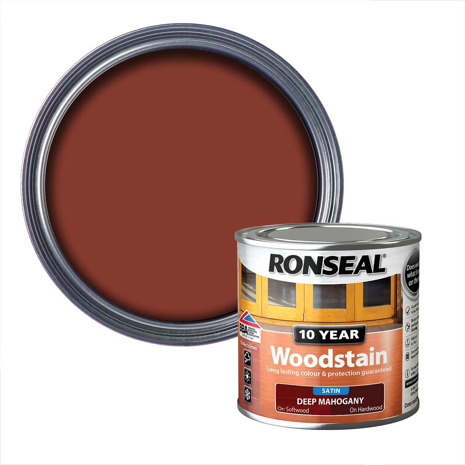 Ronseal 10 Year Woodstain Deep Mahogany Stain - 250ml 3 Ronseal 10 Year Woodstain Deep Mahogany Stain - 250ml