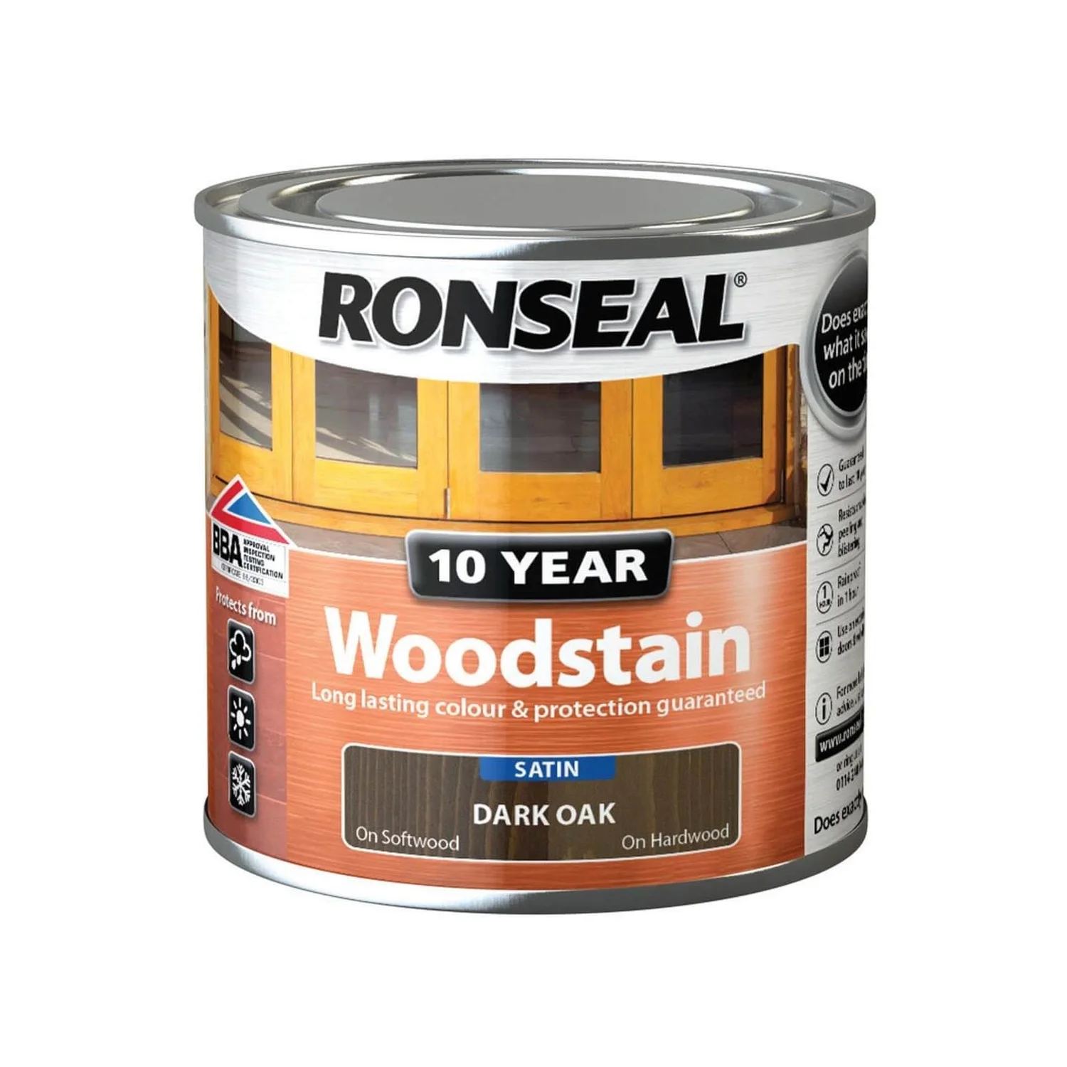Ronseal 10 Year Woodstain Dark Oak Satin - 250ml 8 Ronseal 10 Year Woodstain Dark Oak Satin - 250ml - Image 6