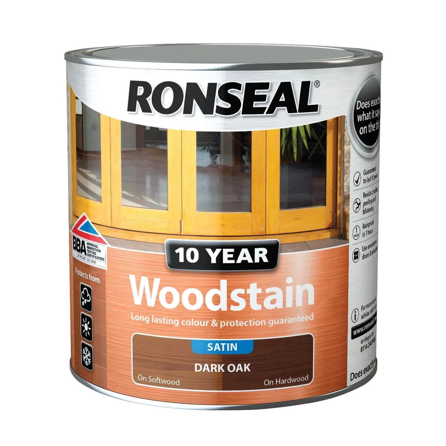 Ronseal 10 Year Woodstain Dark Oak Satin - 750ml 8 Ronseal 10 Year Woodstain Dark Oak Satin - 750ml - Image 6