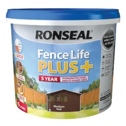 Ronseal Fence Life Plus Paint Medium Oak - 9L -Home Improvement 12826700 1294942086747549