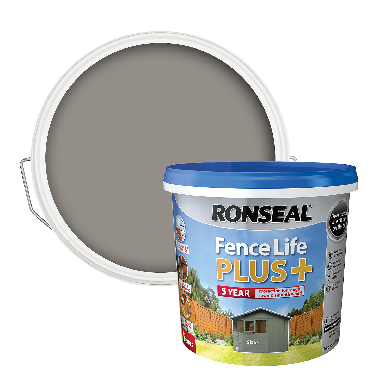 Ronseal Fence Life Plus Paint Slate - 5L 3 Ronseal Fence Life Plus Paint Slate - 5L