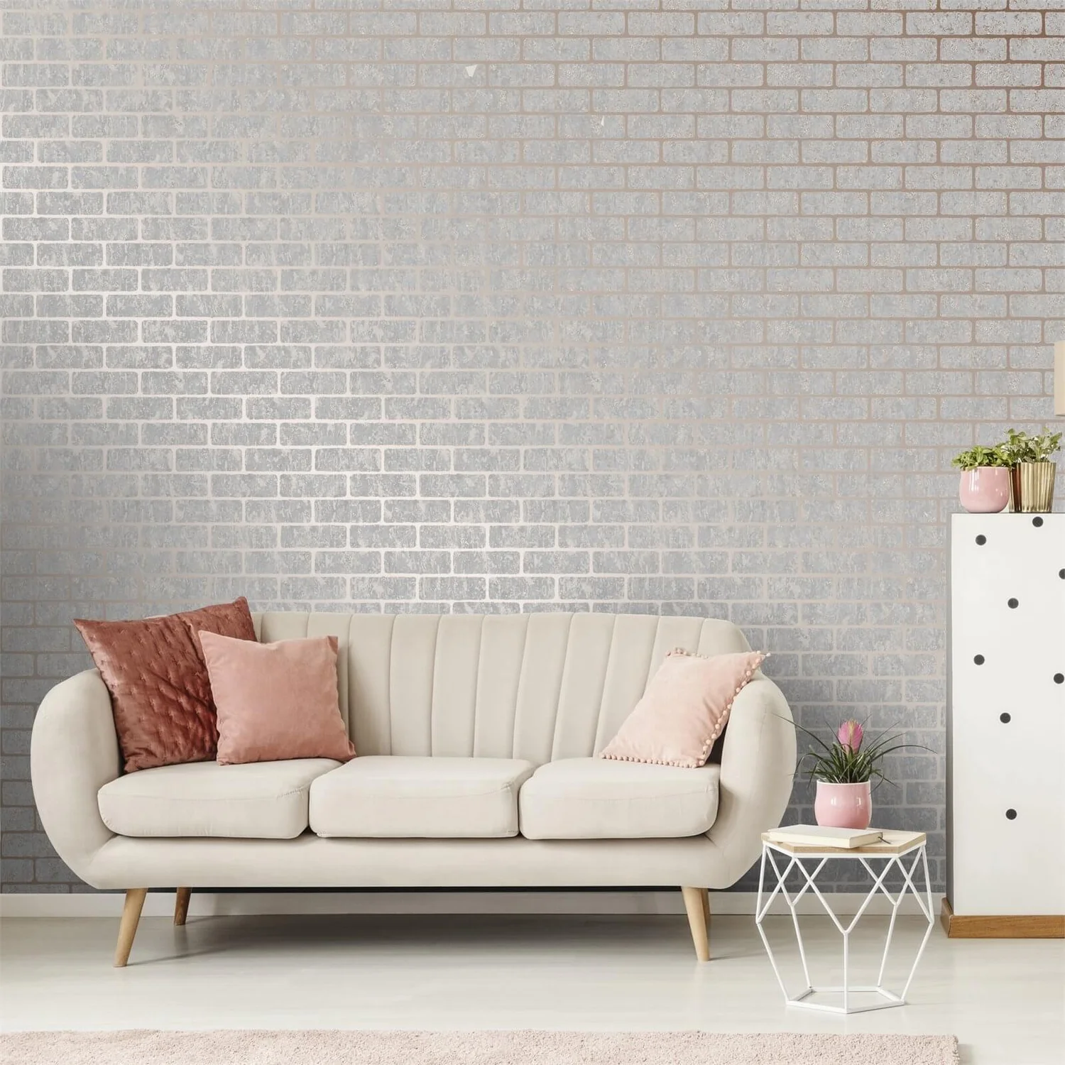 Superfresco Milan Brick Rose Gold Wallpaper 4 Superfresco Milan Brick Rose Gold Wallpaper - Image 2