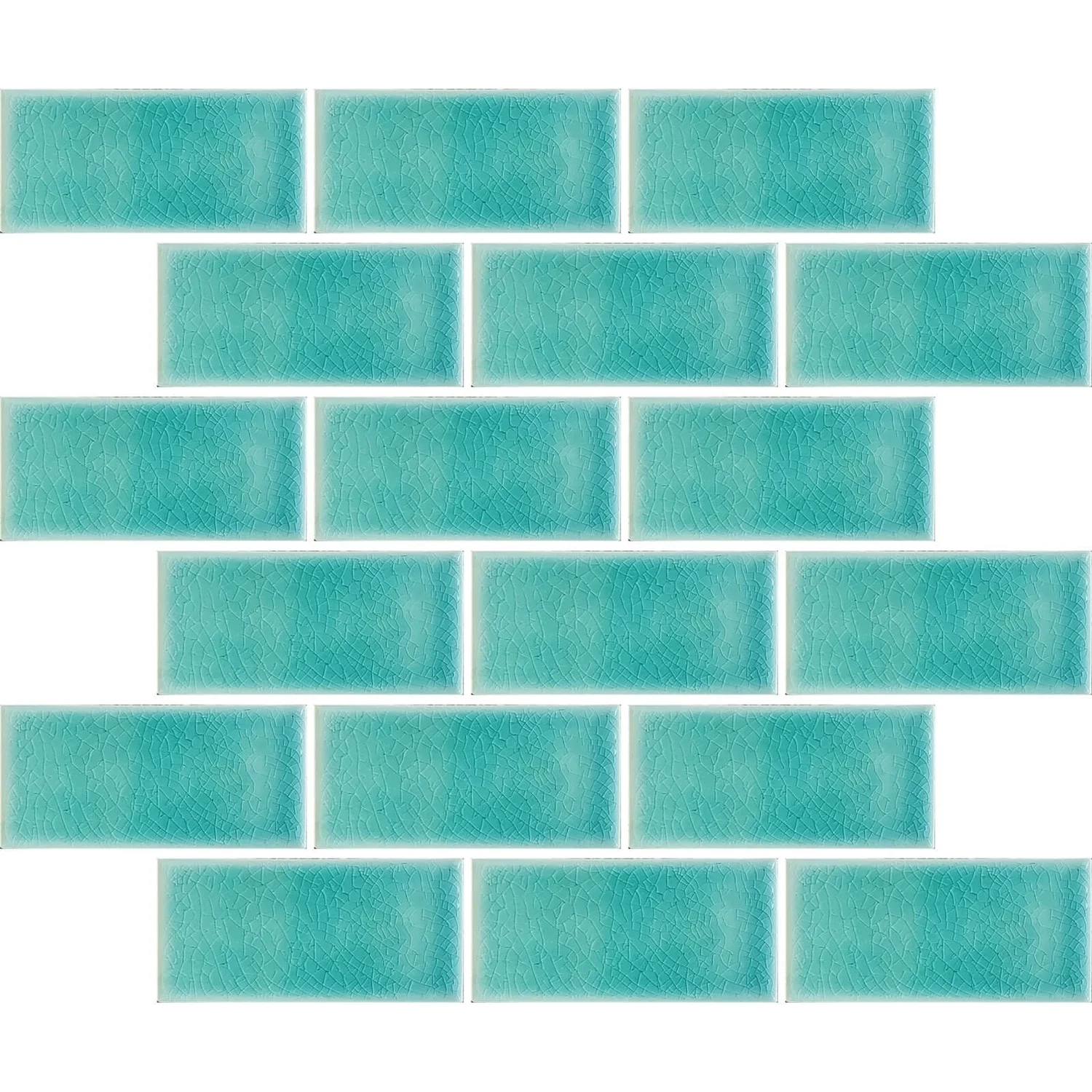 House Of Mosaics Teal Crackle Midi Metro Mosaic Tile - 295 X 288mm 4 House Of Mosaics Teal Crackle Midi Metro Mosaic Tile - 295 X 288mm - Image 2