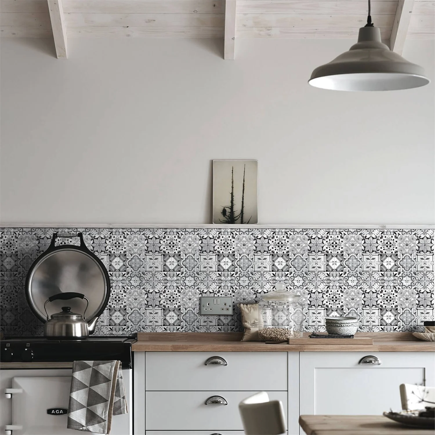House Of Mosaics Geo Moroccan Black & White Mosaic Tile - 297 X 297mm 3 House Of Mosaics Geo Moroccan Black & White Mosaic Tile - 297 X 297mm
