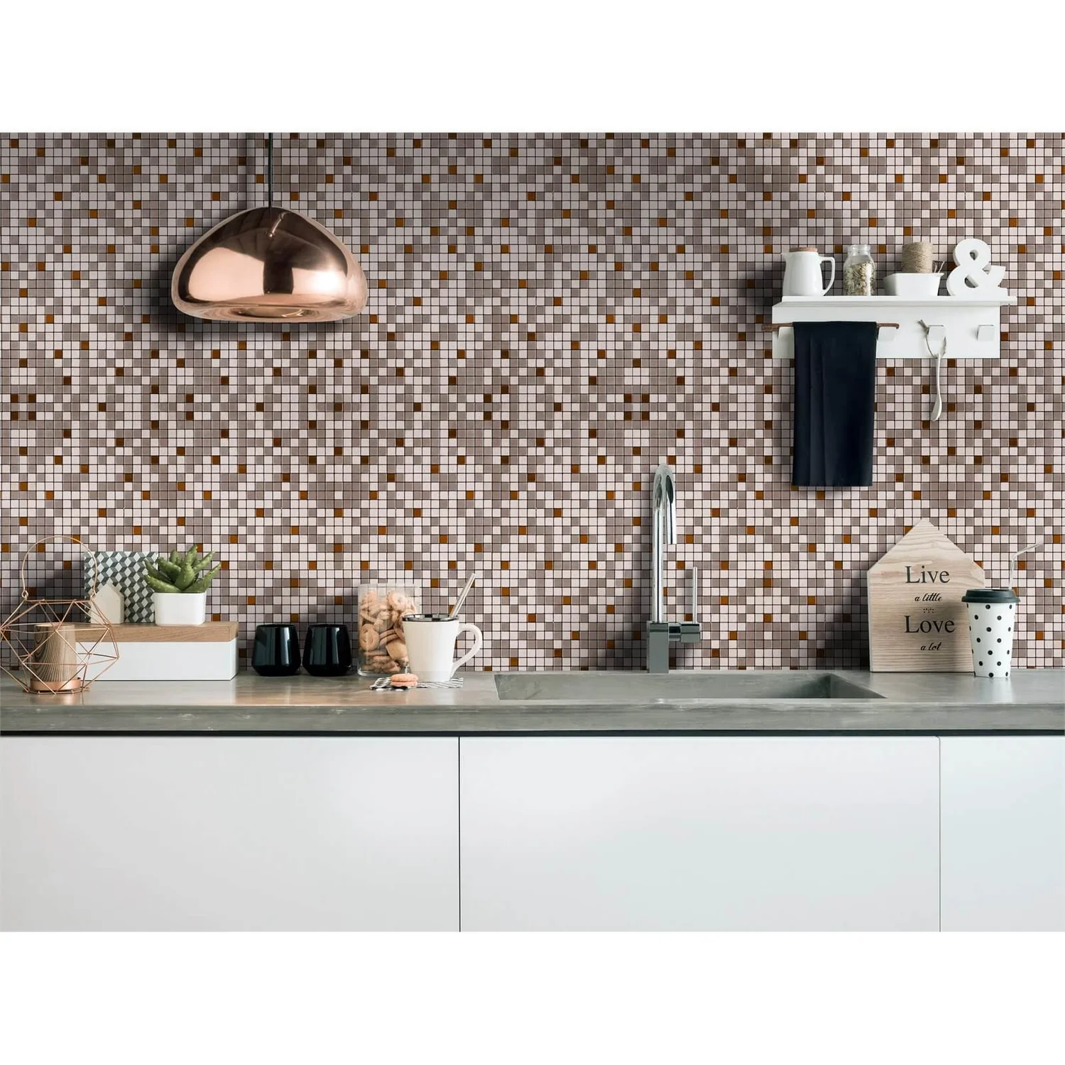 House Of Mosaics Riyadh Bronze Mosaic Tile (Self-Adhesive) - 305 X 305mm 3 House Of Mosaics Riyadh Bronze Mosaic Tile (Self-Adhesive) - 305 X 305mm