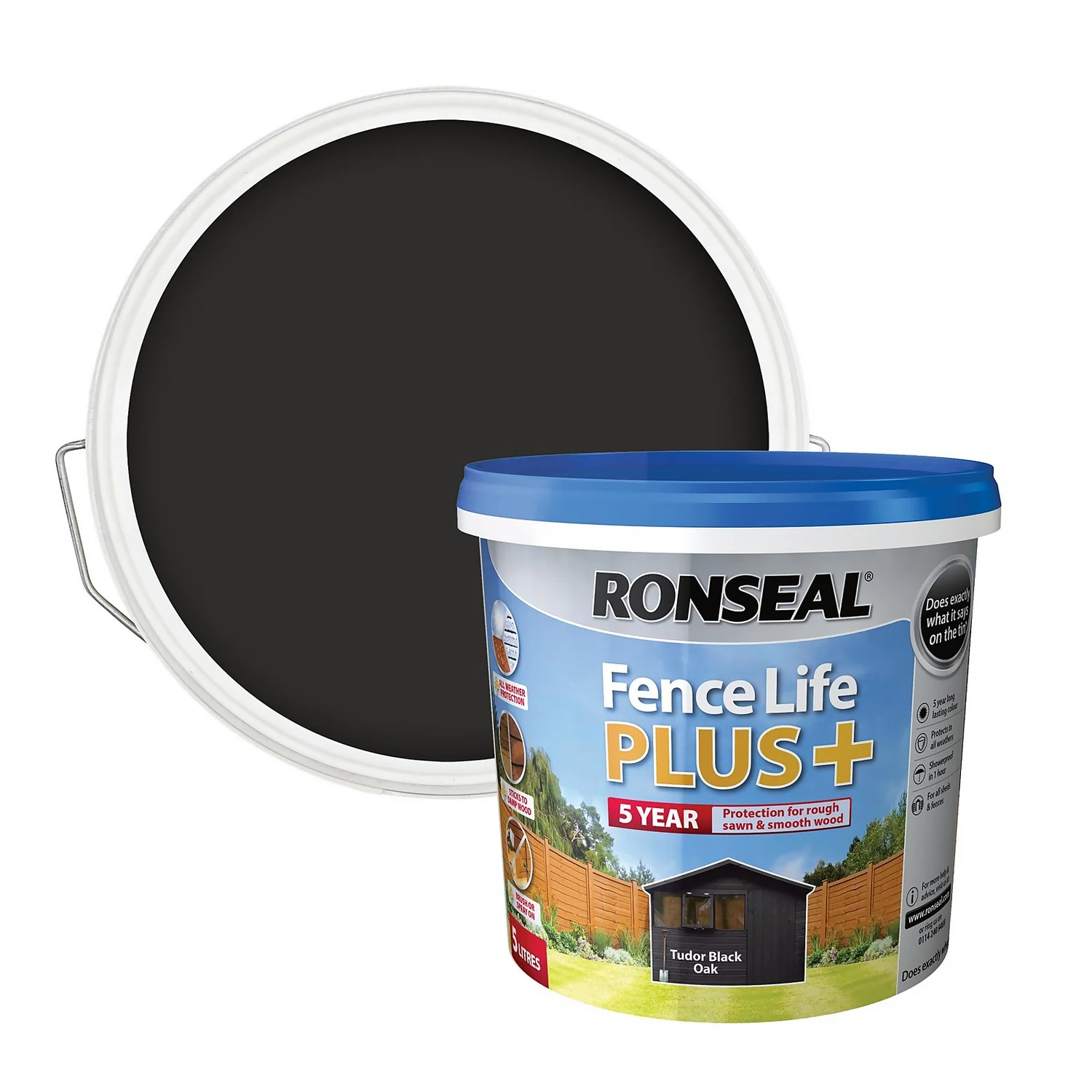 Ronseal Fence Life Plus Paint Tudor Black Oak - 5L 3 Ronseal Fence Life Plus Paint Tudor Black Oak - 5L