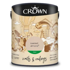 Crown Walls & Ceilings Silk Emulsion Paint Toasted Almond - 5L -Home Improvement 12833721 2064966161974049