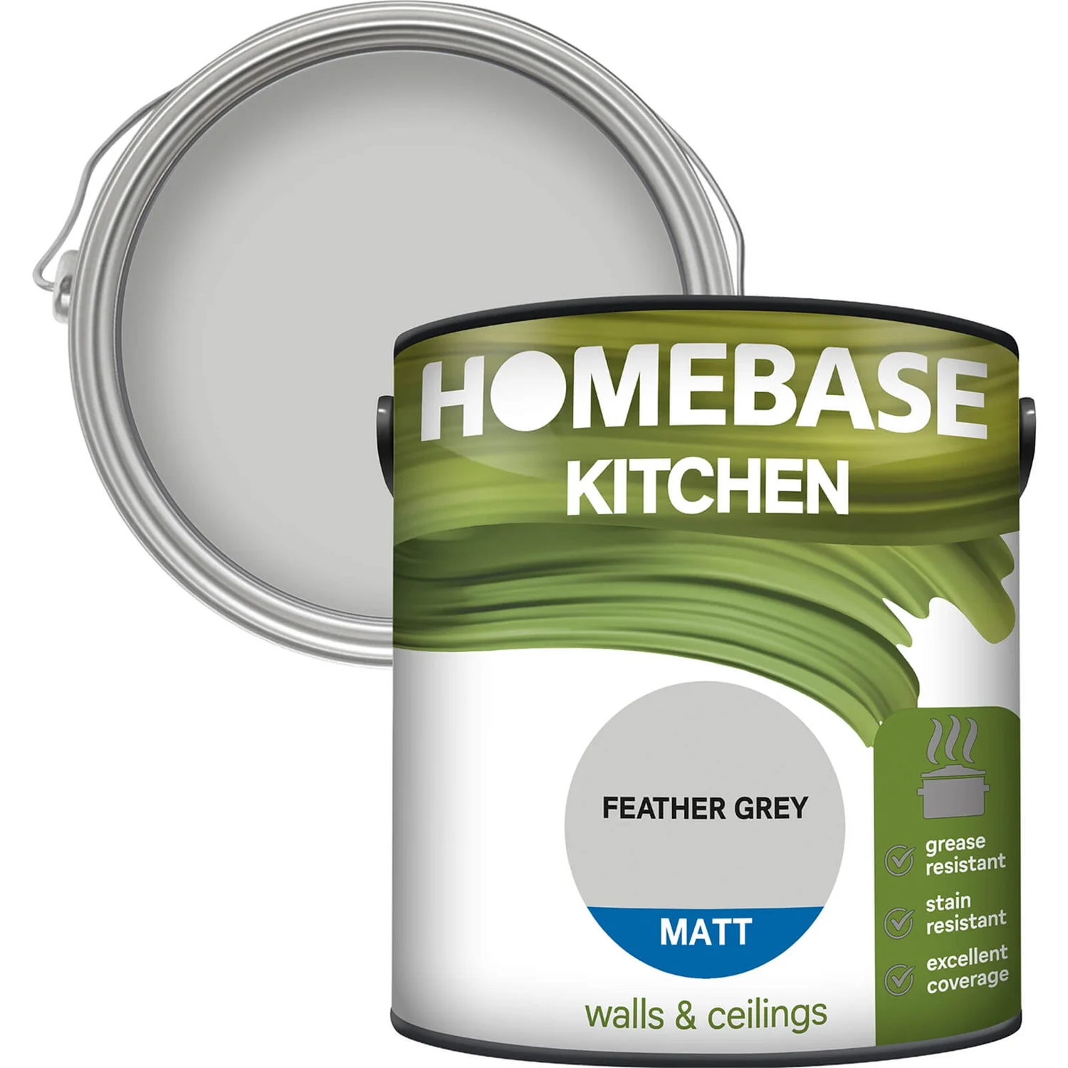 Homebase Kitchen Matt Paint - Feather Grey 2.5L 3 Homebase Kitchen Matt Paint - Feather Grey 2.5L