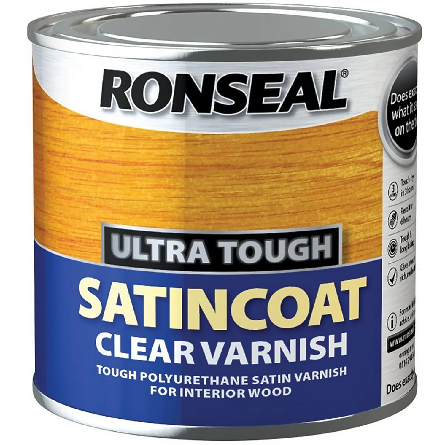 Ronseal UltraTough Satin Coat Clear Varnish - 250ml 3 Ronseal UltraTough Satin Coat Clear Varnish - 250ml