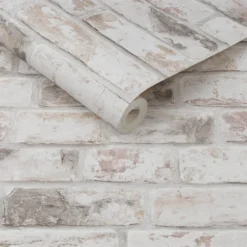 Fresco Distressed Brick Wallpaper - Pastel -Home Improvement 12838043 6144833224785644