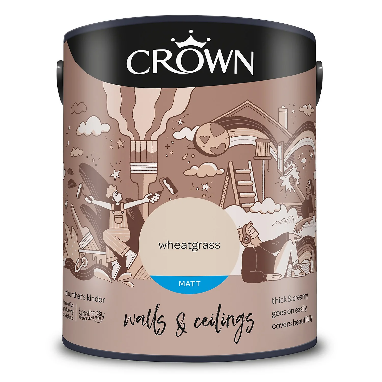 Crown Walls & Ceilings Matt Emulsion Paint Wheatgrass - 5L 11 Crown Walls & Ceilings Matt Emulsion Paint Wheatgrass - 5L - Image 9