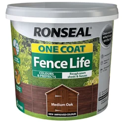 Ronseal One Coat Fence Life Paint Medium Oak - 5L -Home Improvement 12841195 8474942087138443