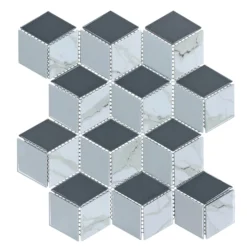 House Of Mosaics Geo Grey Hex Mosaic Tile Sheet