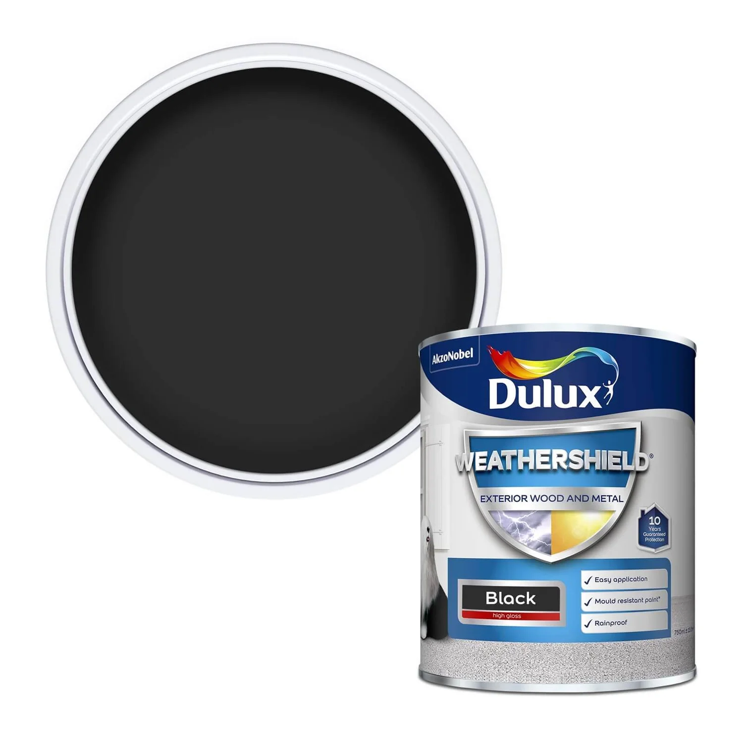 Dulux Weathershield Exterior Gloss Paint Black - 750ml 3 Dulux Weathershield Exterior Gloss Paint Black - 750ml