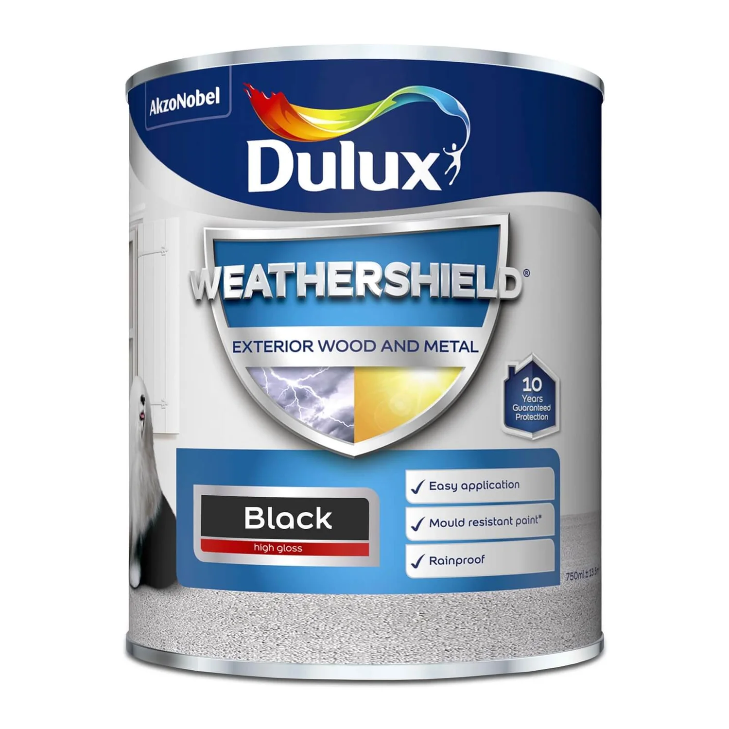 Dulux Weathershield Exterior Gloss Paint Black - 750ml 6 Dulux Weathershield Exterior Gloss Paint Black - 750ml - Image 4