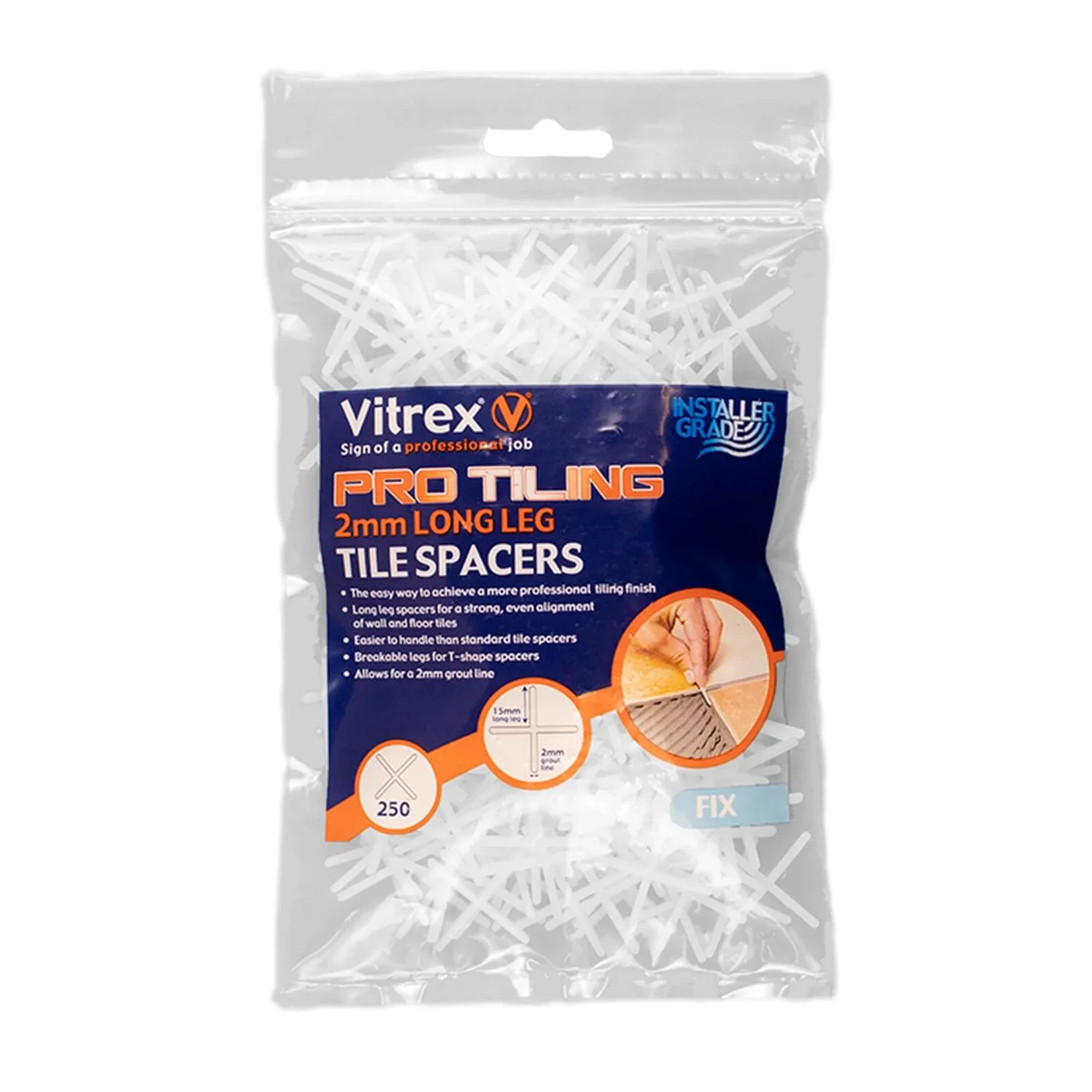 Vitrex Tiling Long Leg Spacers 2mm X250 4 Vitrex Tiling Long Leg Spacers 2mm X250 - Image 2