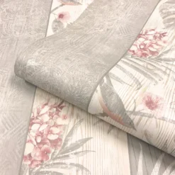 Belgravia Decor Rosa Smooth Fern Panel Blush And Grey Wallpaper -Home Improvement 12842228 1164832975511924