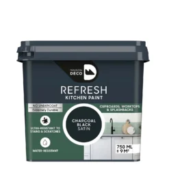 Maison Deco Refresh Kitchen Cupboards, Worktops & Splashbacks Paint Charcoal Black - 750ml
