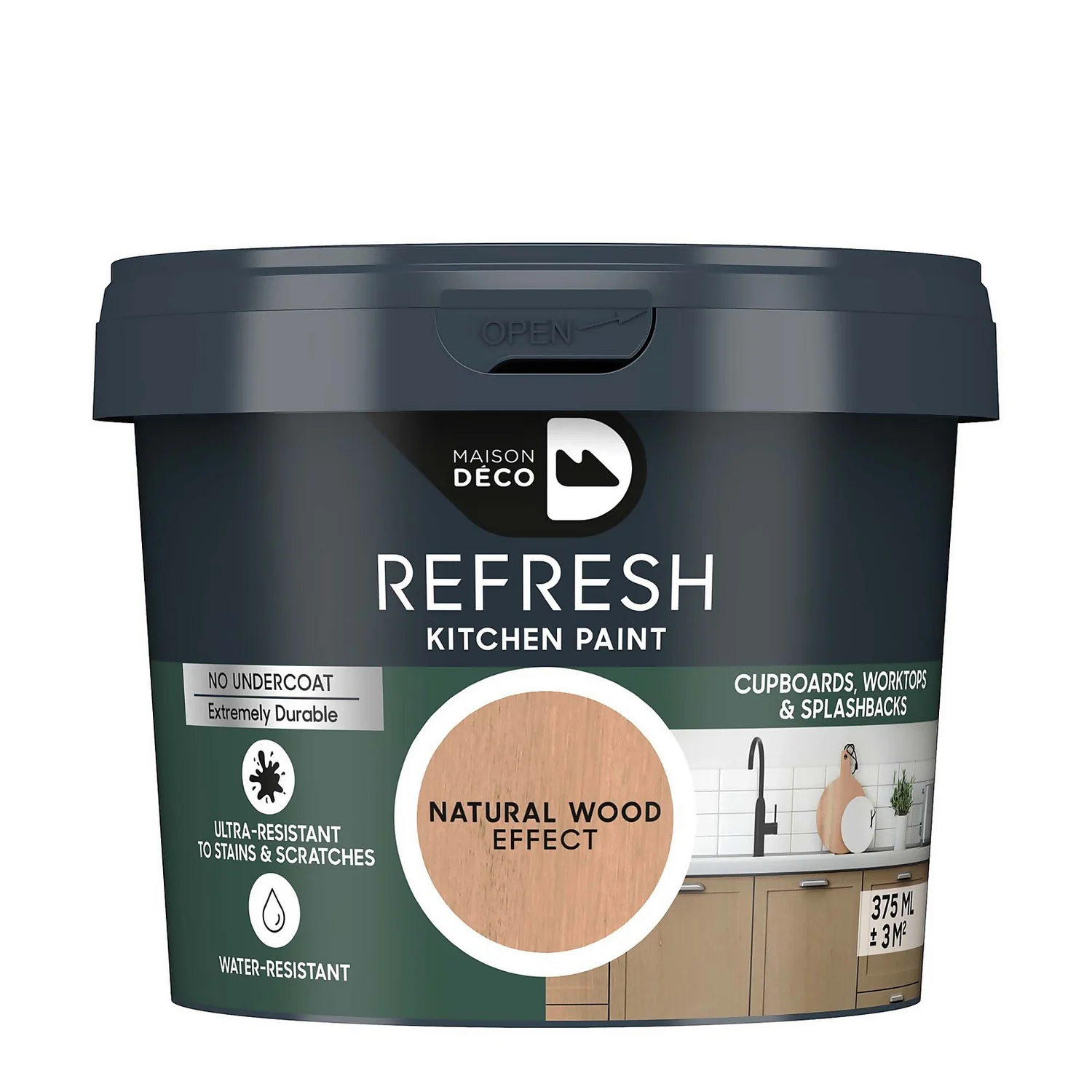 Maison Deco Refresh Kitchen Cupboards, Worktops & Splashbacks Paint Natural Wood Effect - 375ml 3 Maison Deco Refresh Kitchen Cupboards, Worktops & Splashbacks Paint Natural Wood Effect - 375ml