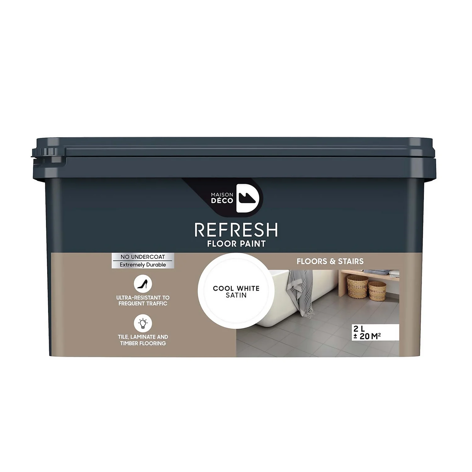 Maison Deco Refresh Floor & Stairs Paint Cool White - 2L 3 Maison Deco Refresh Floor & Stairs Paint Cool White - 2L