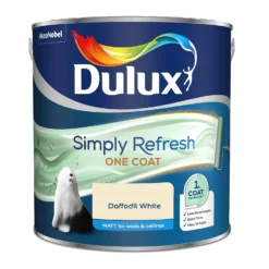 Dulux Simply Refresh One Coat Matt Emulsion Paint Daffodil White - 2.5L -Home Improvement 12881553 5444843839388305