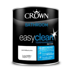 Crown Easyclean Bathroom Paint Brilliant White - 1L -Home Improvement 12886752 1684853415553041