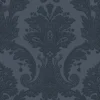 Belgravia Décor Amara Damask Textured Dark Blue Wallpaper -Home Improvement 12916630 7554980393857433
