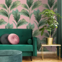Belgravia Décor Kailani Leaf Pink Wallpaper -Home Improvement 12916637 5684980393913971