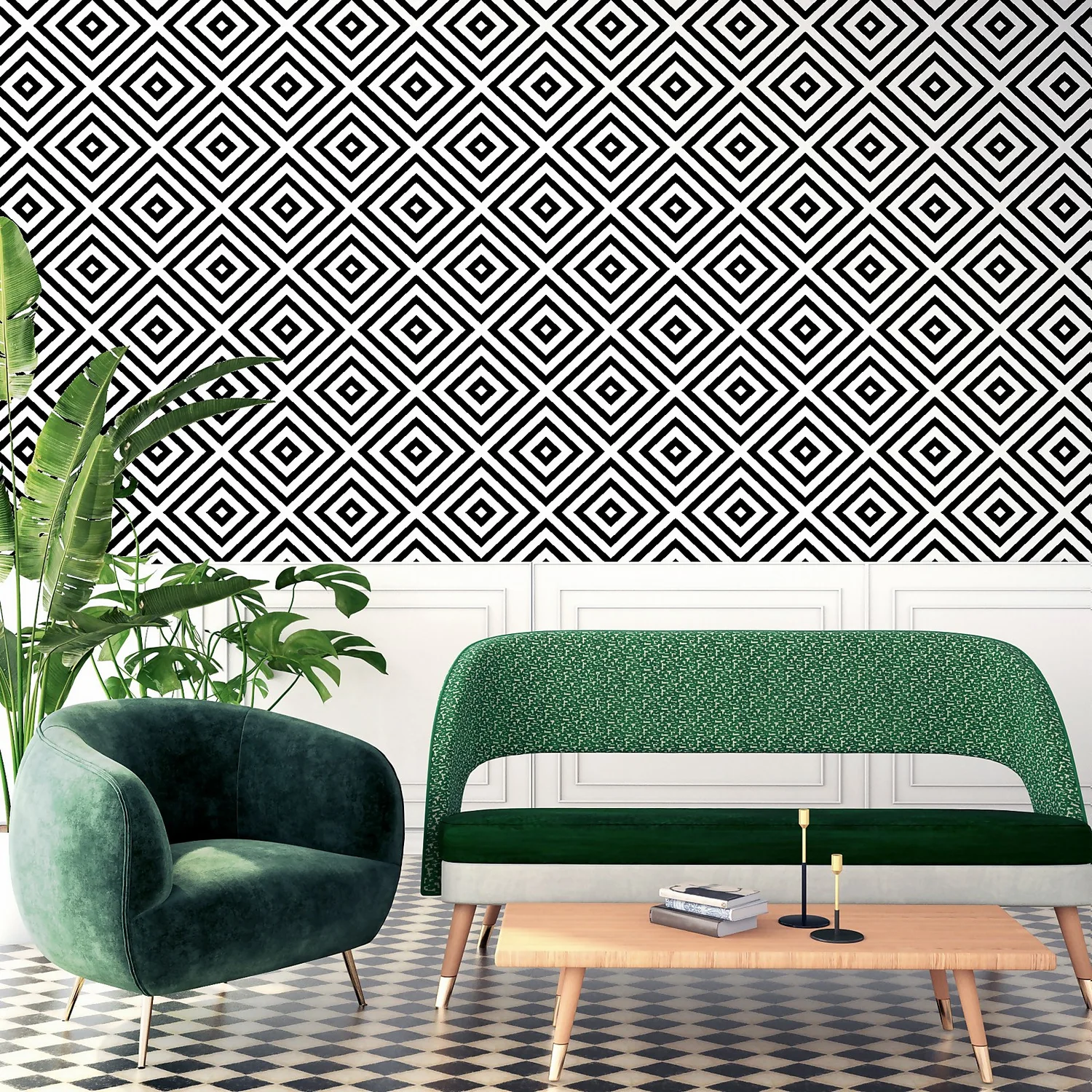 Arthouse Geometric Diamond Mono Wallpaper 5 Arthouse Geometric Diamond Mono Wallpaper - Image 3