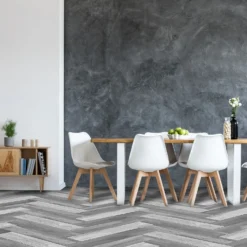 None Venice Grey Herringbone Vinyl Sheet Flooring 3x2m Roll -Home Improvement 13053380 5495002421390949