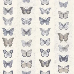 Organic Textures Jewel Butterflies Blue Wallpaper