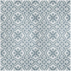 Fiore Teal / White Victorian Pre-scored Porcelain Wall & Floor Tile 450 X 450mm - 1.42sqm Pack -Home Improvement 13220597 1194916349962280