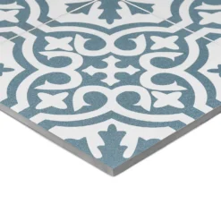 Fiore Teal / White Victorian Pre-scored Porcelain Wall & Floor Tile 450 X 450mm - 1.42sqm Pack -Home Improvement 13220597 4174916350020462