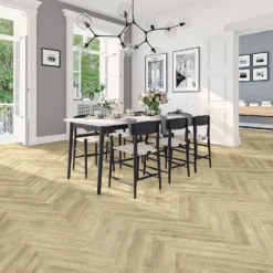 Kraus Herringbone Luxury Vinyl Floor Tile Sample - Wistow Oak