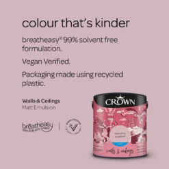 Crown Matt Emulsion Paint Raspberry Souffle - 2.5L 15 Crown Matt Emulsion Paint Raspberry Souffle - 2.5L -Home Improvement 13807029 1504964057351370