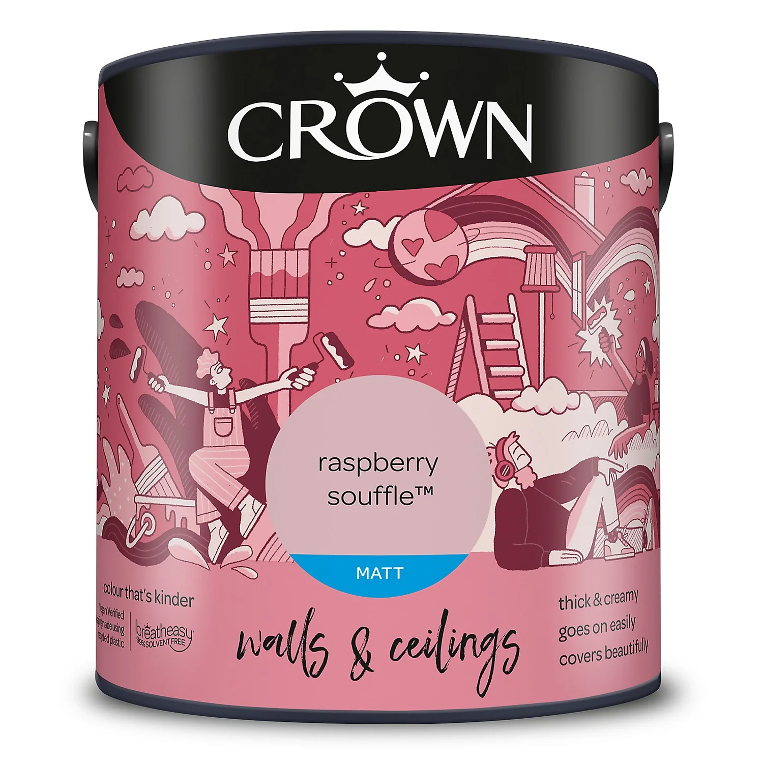 Crown Matt Emulsion Paint Raspberry Souffle - 2.5L 11 Crown Matt Emulsion Paint Raspberry Souffle - 2.5L - Image 9