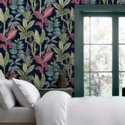 Next Fantasy Rainforest Leaves Navy Wallpaper -Home Improvement 13827408 3724969281409650