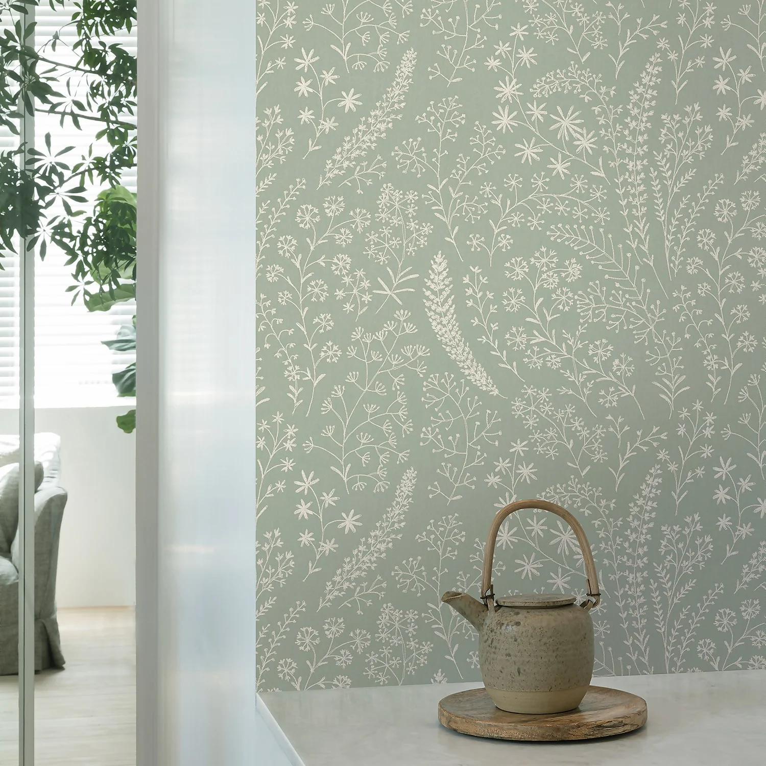 Grandeco Astrid Trail Green Textured Matt Wallpaper 4 Grandeco Astrid Trail Green Textured Matt Wallpaper - Image 2